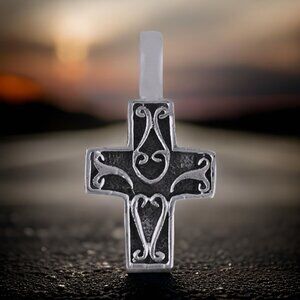 Textured Sterling Silver Cross Pendant